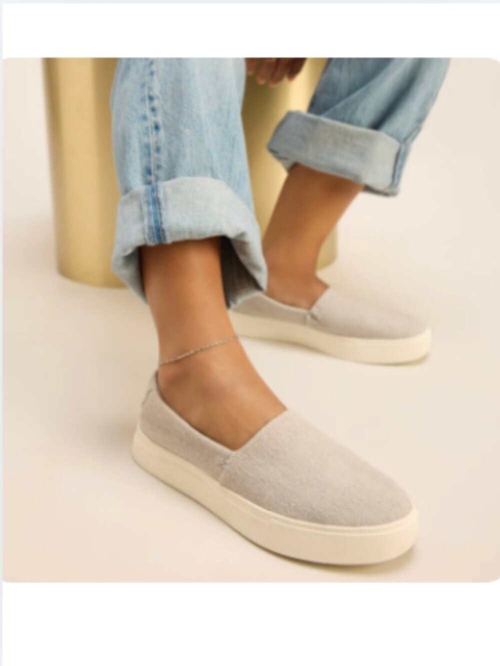Toms Kameron Canvas Slip-On Sneakers in Taupe Gray, Size 8